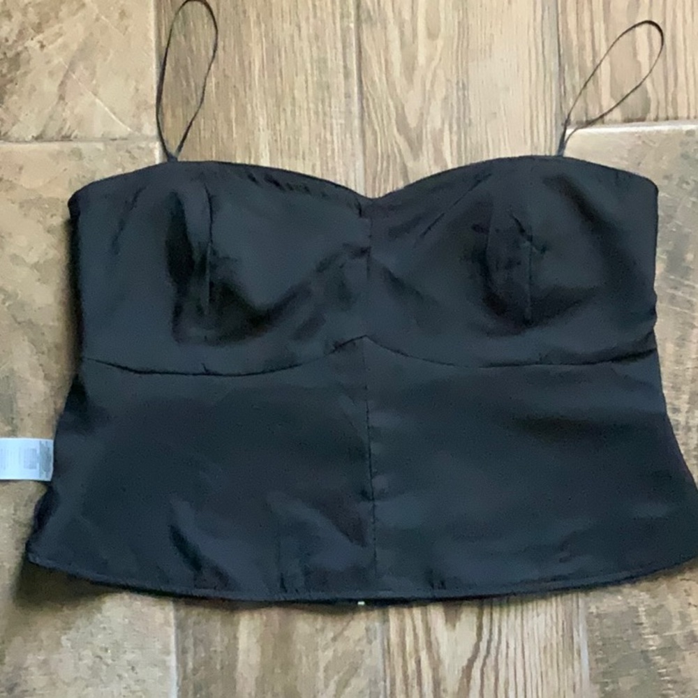 Anthropologie Black Faux Leather Corset - Picture 7 of 9